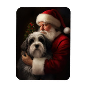 Magnet Flexible Tibétain Terrier Père Noël Festif Noël 