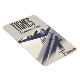 Magnet Flexible Tignes, affiche de voyage de ski de la France