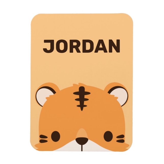 Magnet Flexible Tigre mignon avec nom personnalisé (Vertical)