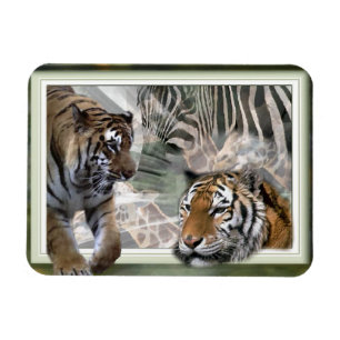 Magnet Flexible Tigres, Zèbre, Giraffe, Jungle Primitive