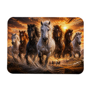 Magnet Flexible Timbre Sauvage – Art de Chevaux Majestueux en Cour
