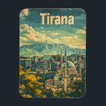 Magnet Flexible Tirana Vintage<br><div class="desc">Une représentation vibrante et colorée de Tirana, la capitale de l'Albanie, qui présente son mélange d'architecture historique et moderne. Le design présente des points de repère remarquables, des rues animées et des paysages urbains animés, tous illustrés dans un style nostalgique et rétro. Cette oeuvre reflète l'esprit dynamique et le charme...</div>
