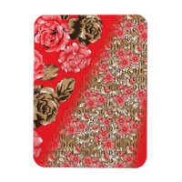 Tissu rouge éclatant avec floral complexe et
