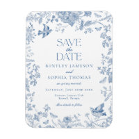 Toile de Jouy Bleue Fleurs Françaises Cartes de Pr