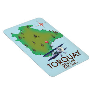 Magnet Flexible Torquay Devon carte ancienne affiche d'art.