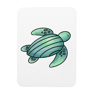Magnet Flexible tortue de mer peinte à l'aquarelle dessin animé bl