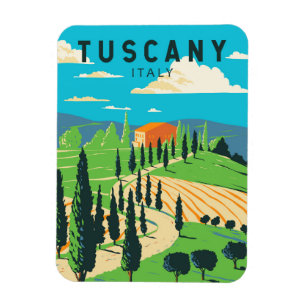 Magnet Flexible Toscane Italie Vignoble Voyage Art Vintage