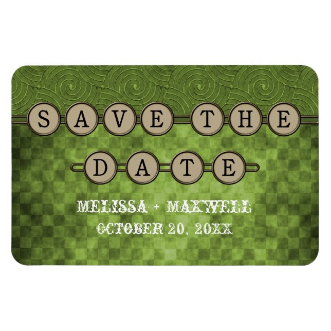 Magnet Flexible Touches Steampunk Vert Enregistrer la date Flexi M (Horizontal)