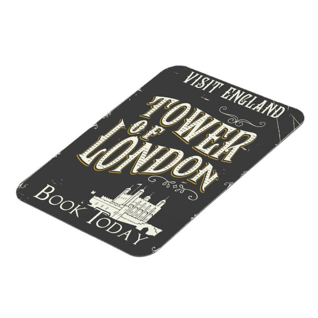 Magnet Flexible Tour de Londres Angleterre affiche vintage (Côté Gauche)