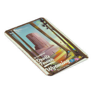 Magnet Flexible Tour Devils Tower, Wyoming vintage Camping.