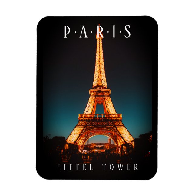 Magnet Flexible Tour Eiffel En Nuit, Paris, Noir (Vertical)