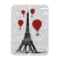 Tour Eiffel et Ballons rouges à air chaud