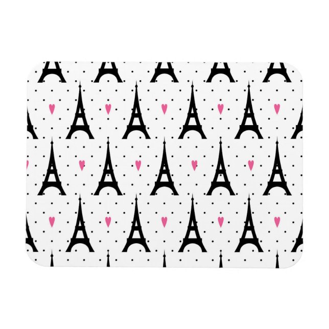 Magnet Flexible Tour Eiffel Pois & Coeurs Motif (Horizontal)