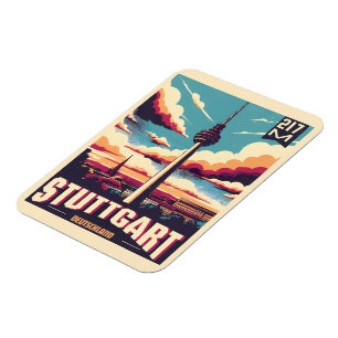 Magnet Flexible Tour Fernsehturm de Stuttgart cadeau allemand vint