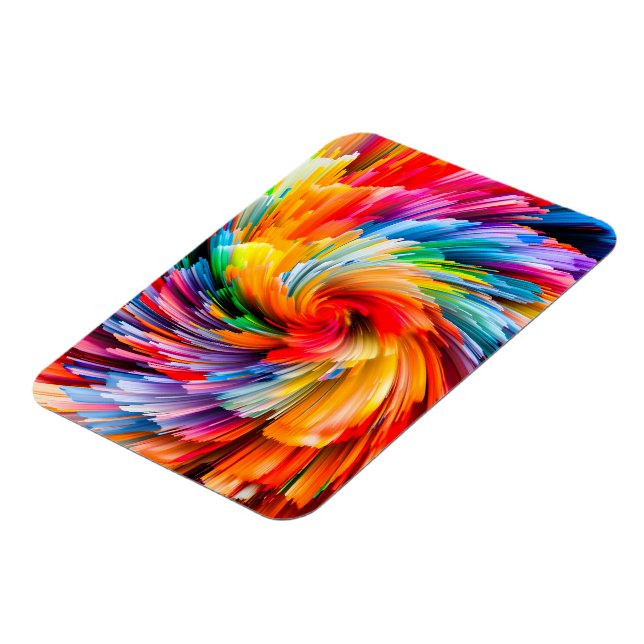 Magnet Flexible Tourbillon Moderne Abstrait Arc-en-Ciel Vibrant (Côté Gauche)