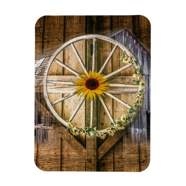 Magnet Flexible Tournesol à roue de la grange rustique (Vertical)