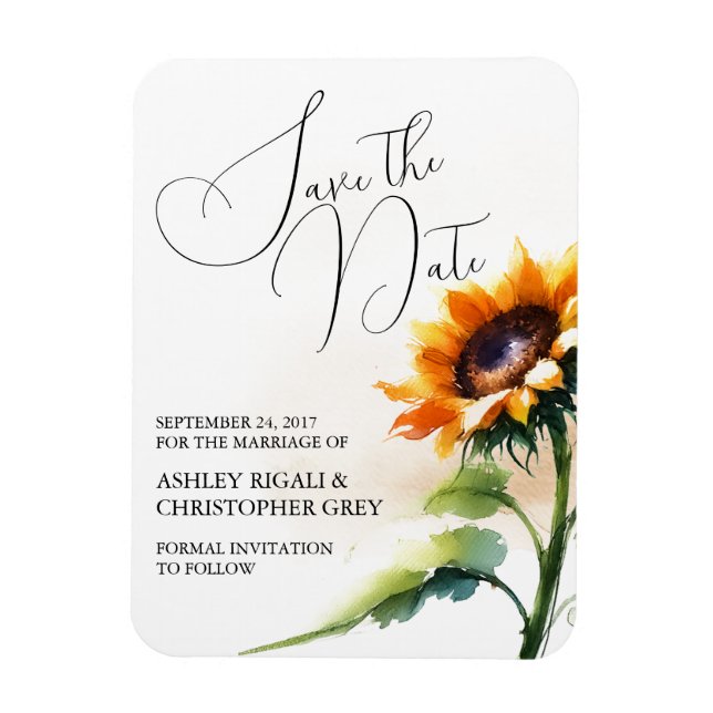 Magnet Flexible Tournesol Jaune Enregistrer La Date (Vertical)