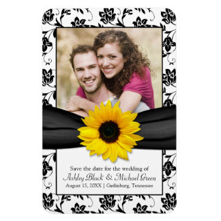 Magnet Flexible Tournesol noir blanc Mariage photo magnétique