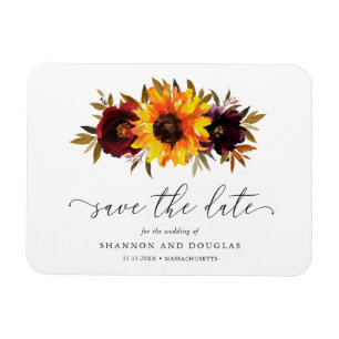 Magnet Flexible Tournesol Roses Rustique Mariage Automne Enregistr