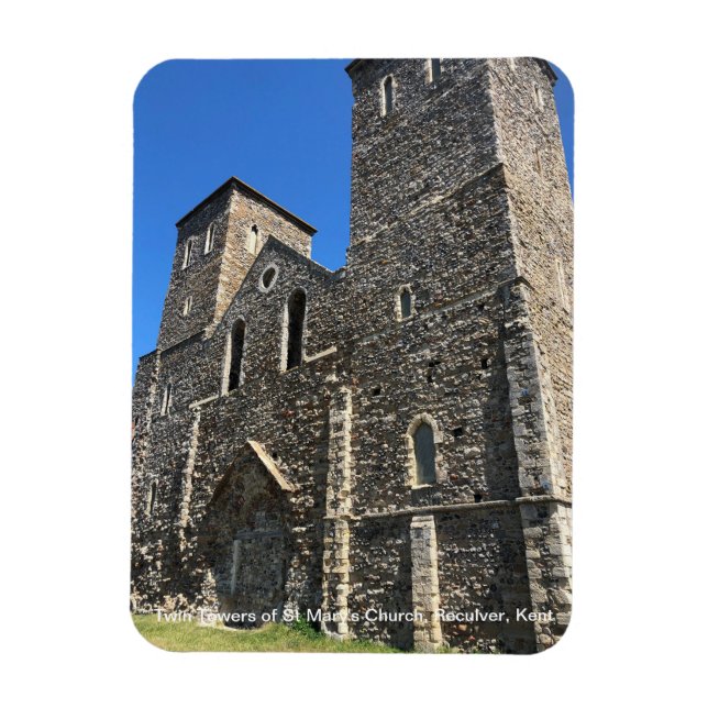 Magnet Flexible Tours jumelles de l'église St Mary's Reculver Kent (Vertical)