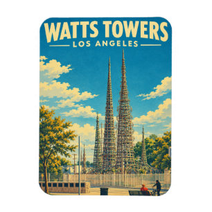 Magnet Flexible Tours Watts Los Angeles Voyage Vintage Californie