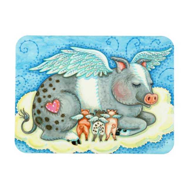 MAGNET FLEXIBLE TOUS LES BONS PIGLETS VONT AU CIEL, LES BONS PIG A (Horizontal)