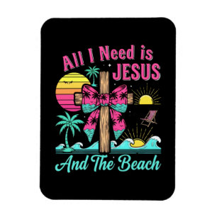 Magnet Flexible Tout ce dont j'ai besoin c'est Jésus et la plage