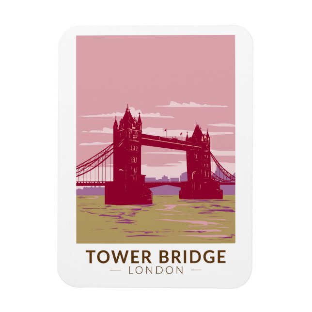 Magnet Flexible Tower Bridge London Travel Art Vintage (Vertical)