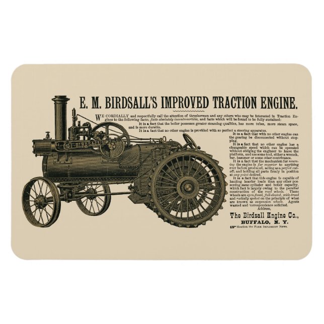 Magnet Flexible Tracteur 1889 de Birdsall's Steam Engine Traction (Horizontal)