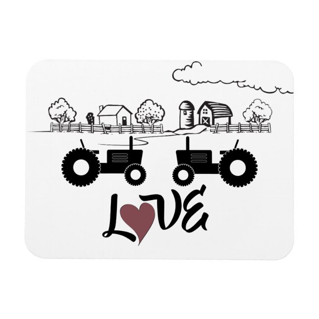 Magnet Flexible Tracteur Silhouette Couple dans LOVE Farm (Horizontal)