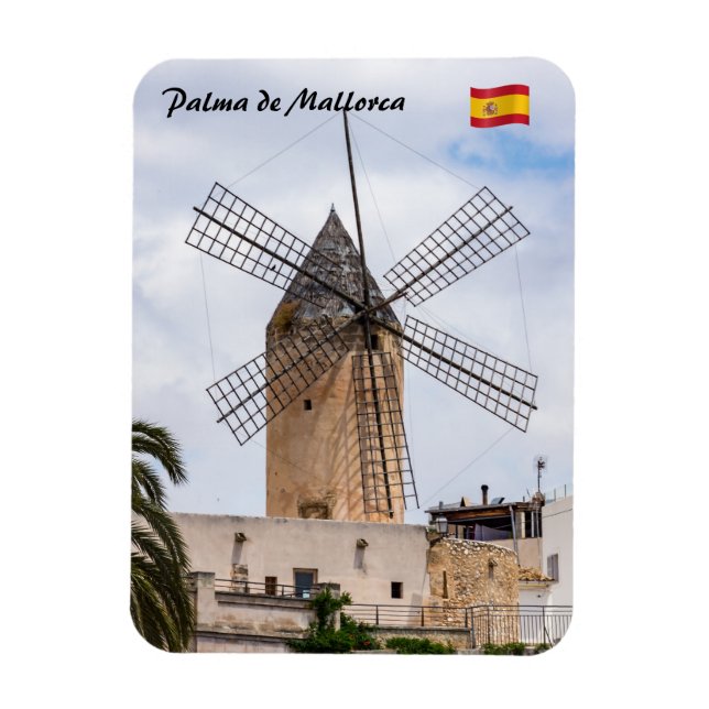 Magnet Flexible Traditional windmill in Palma de Mallorca - Spain (Vertical)