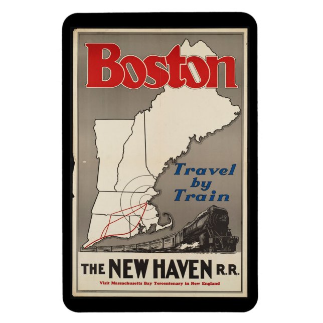 Magnet Flexible Train ferroviaire Vintage voyage Boston New Haven (Vertical)