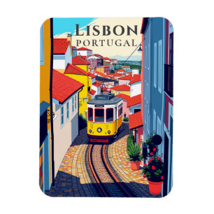 Magnet Flexible Tramway de Lisbonne Retro Vintage voyage Souvenir
