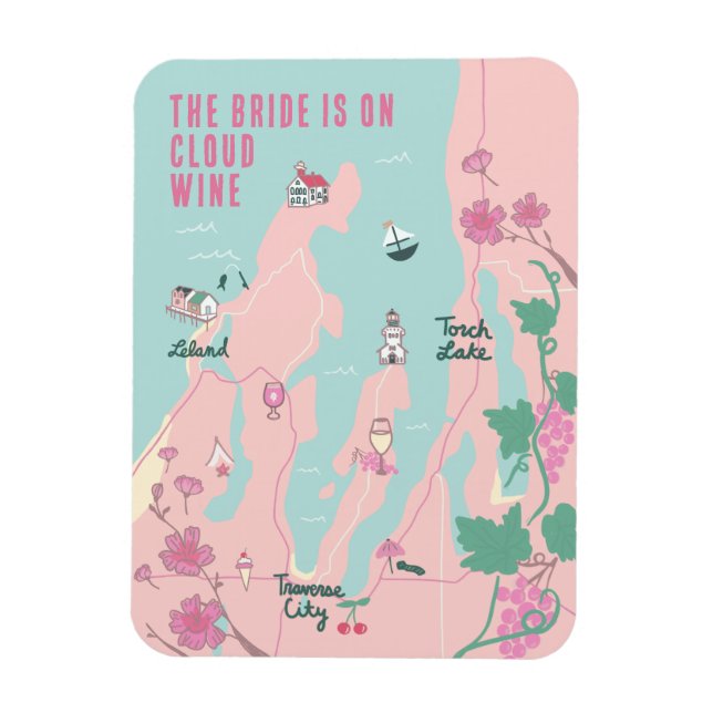Magnet Flexible Traverse City Cloud Wine Bachelorette (Vertical)