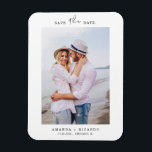 Magnet Flexible Trendy Minimum Photo Wedding Announcement<br><div class="desc">Save The Date Design fewhat's most : your awesome photo with a touch of modern calligraphy. Easily customize front and back of card with your details.</div>