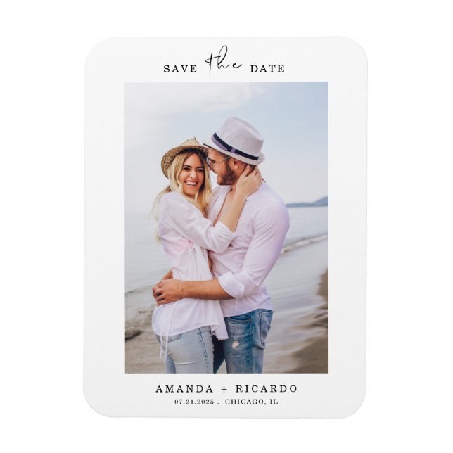 Magnet Flexible Trendy Minimum Photo Wedding Announcement (Vertical)