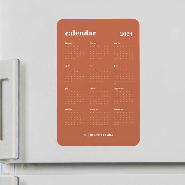 Magnet Flexible Trendy Terracotta Calendrier Année 2024 (Créateur téléchargé)