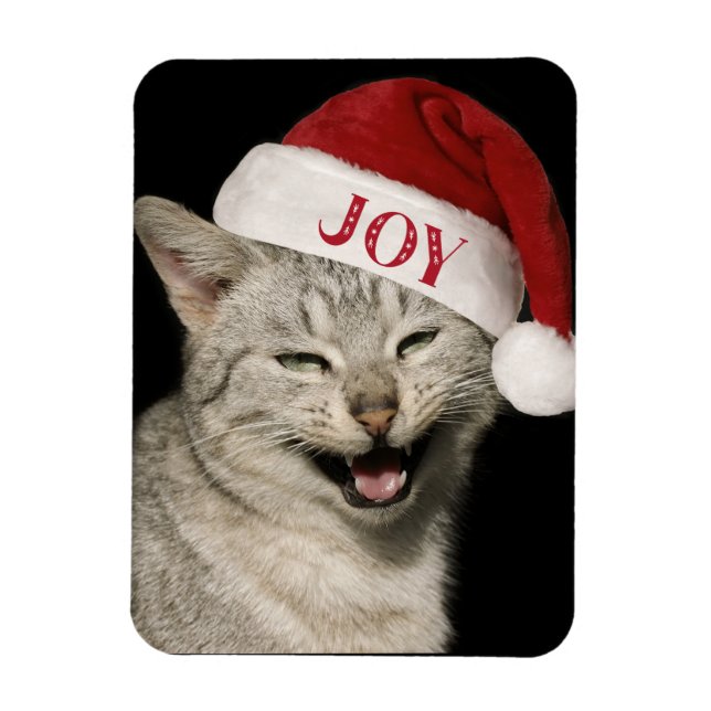 Magnet Flexible Très drôle Père Noël Chat Rire Photo Noël (Vertical)