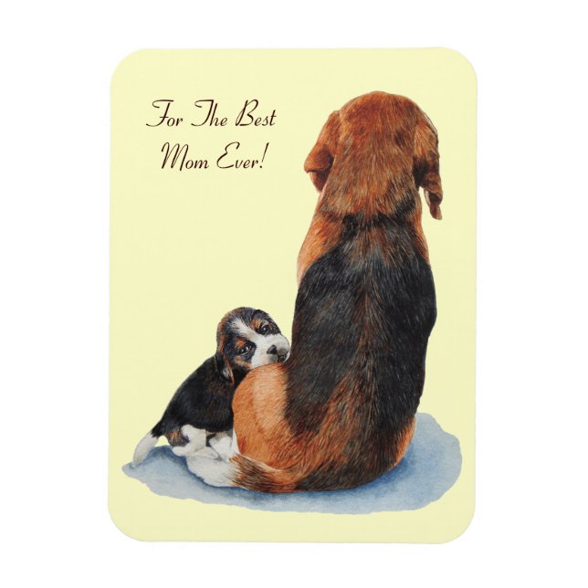 Magnet Flexible très mignon chiot beagle bouddin maman (Vertical)