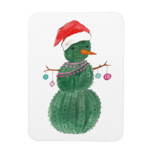 Magnet Flexible Très un bonhomme de neige de Noël de cactus