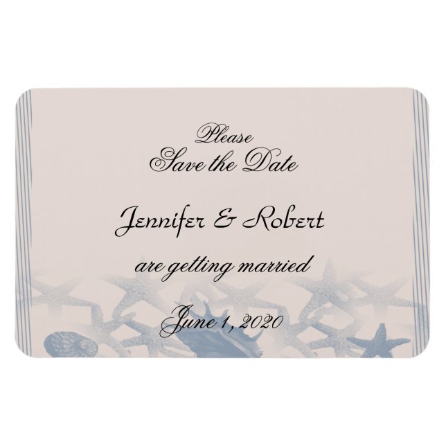 Magnet Flexible Trésor de la mer Mariage Enregistrer la date (Horizontal)
