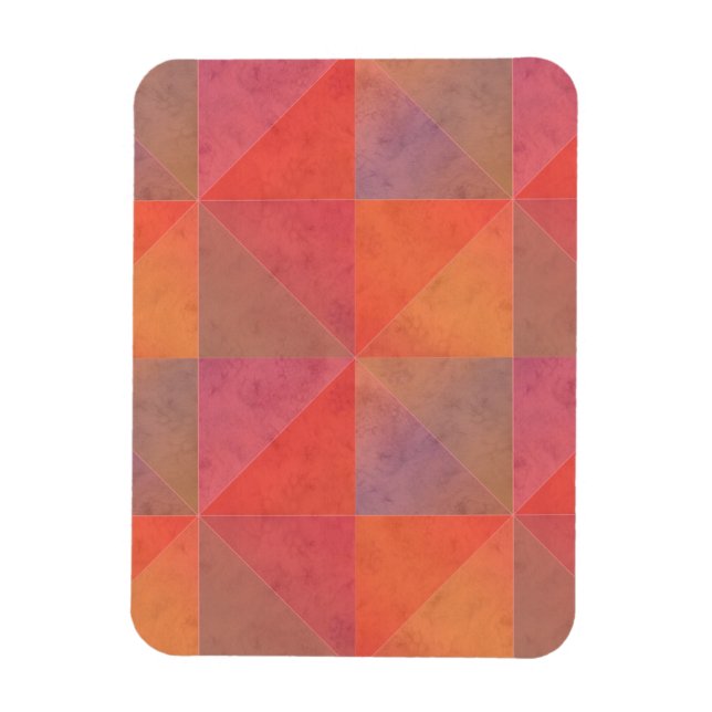 Magnet Flexible Triangles d'aquarelle géométriques orange rose rou (Vertical)