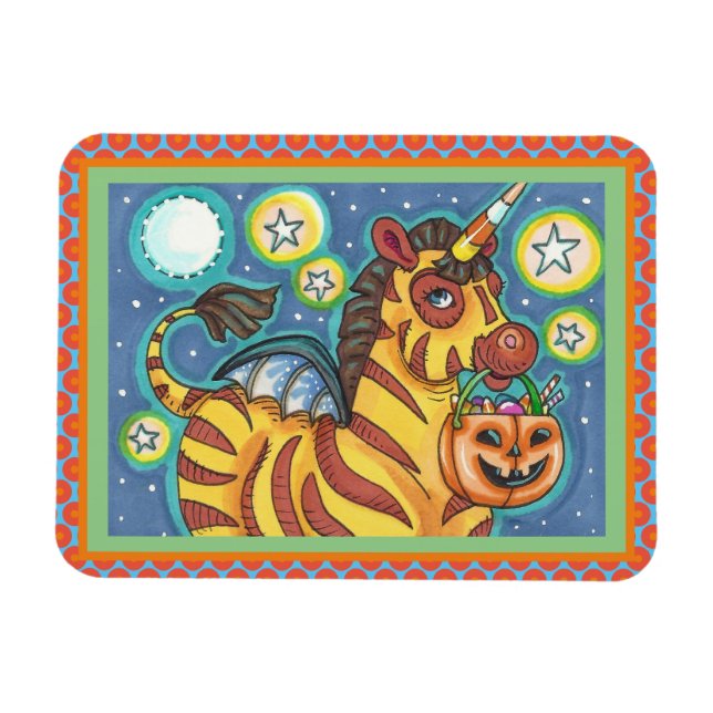 MAGNET FLEXIBLE TRICK OU TRAITEMENT BAT WING ZEBRA, CUTE HALLOWEEN (Horizontal)
