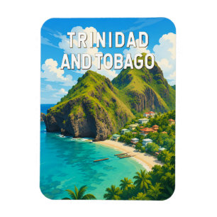 Magnet Flexible Trinidad et Tobago Illustration Art de voyage Rétr