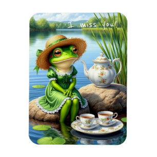 Magnet Flexible Triste grenouille dans un casquette. Tu me manques