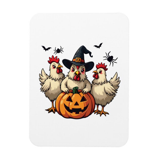 Magnet Flexible Trois Éffrayant Halloween Poulet Farmer Chaud d'au (Vertical)