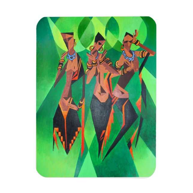 Magnet Flexible Trois Femmes Noires Traditionnelles Ethniques Dans (Vertical)