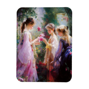 Magnet Flexible Trois filles jouant dans un jardin