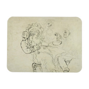 Magnet Flexible Trois hommes et une femme qui boivent (stylo et en