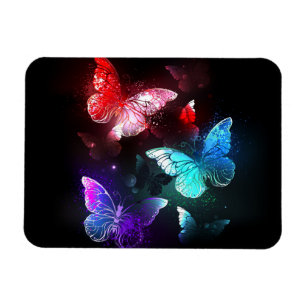Magnet Flexible Trois papillons lumineux sur fond de nuit